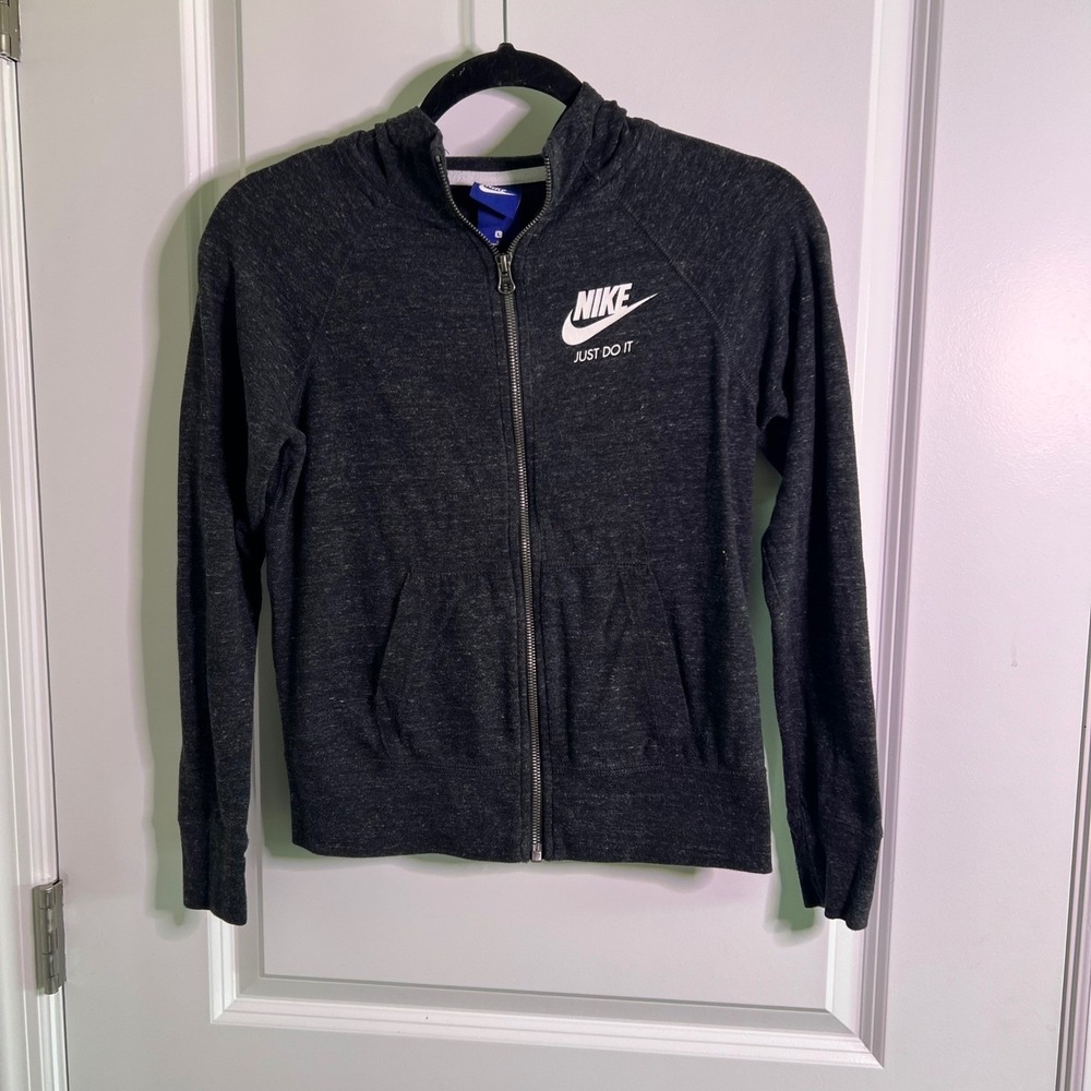 Nike Kids Hoodie Full Zip Logo Dark Gray Size L